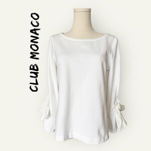 Club Monaco Ammeliyah Ribbon Tied Sleeve Top in Off White Size Small